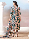 Floral Printed Kurta with Mirror Detailing Paired with Printed Trouser And Dupatta