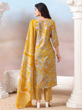 Floral Printed Kurta with Mirror Detailing Paired with Printed Trouser And Dupatta