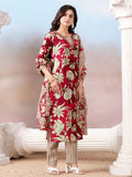 Floral Printed Kurta with Mirror Detailing Paired with Printed Trouser And Dupatta