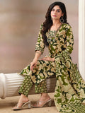 Floral Printed Kurta with Mirror Detailing Paired with Printed Trouser And Dupatta