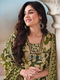 Floral Printed Kurta with Mirror Detailing Paired with Printed Trouser And Dupatta