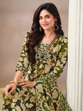 Floral Printed Kurta with Mirror Detailing Paired with Printed Trouser And Dupatta