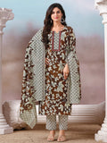 Floral Printed Kurta with Mirror Detailing Paired with Printed Trouser And Dupatta
