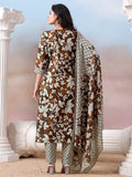Floral Printed Kurta with Mirror Detailing Paired with Printed Trouser And Dupatta