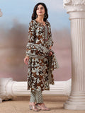 Floral Printed Kurta with Mirror Detailing Paired with Printed Trouser And Dupatta