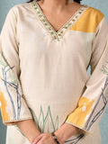 Abstract Floral Printed Thread Embroidered Kurta with Trouser & Dupatta