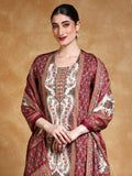Ethnic Pakistani Printed Mirror And Thread Embroidered Kurta with Trouser & Dupatta