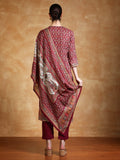 Ethnic Pakistani Printed Mirror And Thread Embroidered Kurta with Trouser & Dupatta