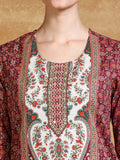 Ethnic Pakistani Printed Mirror And Thread Embroidered Kurta with Trouser & Dupatta