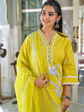 Varanga Women Mirror & Thread Embroidered Floral Printed Kurta with Trouser & Dupatta