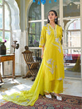 Varanga Women Mirror & Thread Embroidered Floral Printed Kurta with Trouser & Dupatta