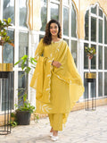 Varanga Women Floral Motif Thread Embroidered Kurta with Trouser & Dupatta