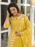 Varanga Women Floral Motif Thread Embroidered Kurta with Trouser & Dupatta
