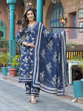 Varanga Women Floral Printed Thread Embroidered Flared Kurta with Palazzo And Dupatta