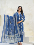 Varanga Women Mirror & Thread Embroidered Ethnic Printed Kurta with Trouser & Dupatta