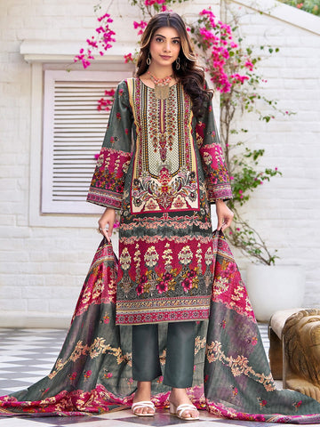 Varanga Women Ethnic Floral Mirror Embroidered Pakistani Kurta With Trouser & Dupatta