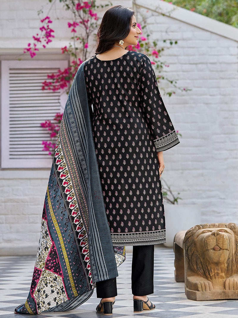 Varanga Women Ethnic Floral Mirror Embroidered Pakistani Kurta With Trouser & Dupatta
