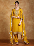 zari embroidered yoke Kurta With trouser and Dupatta