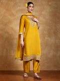 zari embroidered yoke Kurta With trouser and Dupatta