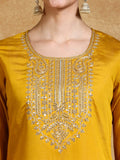 zari embroidered yoke Kurta With trouser and Dupatta
