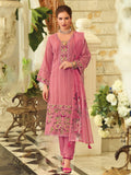 Varanga Women Floral Motif Thread Embroidered & Orangza Lace Detailed Kurta With Trouser & Dupatta