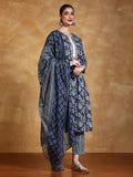 Paisley Printed Round Neck Kurta With Trouser & Dupatta