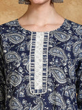 Paisley Printed Round Neck Kurta With Trouser & Dupatta