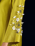 Varanga Kurta Set With 3D Work On The Sleeves Paired With Solid Trousers And Dupatta.