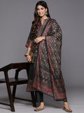 Varanga Women Patola Printed Mandrin Collar ,Straight Kurta With Solid Bottom And Printed Dupatta