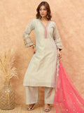 varanga Women Shimmer Kurta Set Adorned With Delicate Zari Lace Detailing  Paired With Net Dupatta.