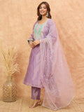 varanga Women Shimmer Kurta Set With Elegant Zari Embroidery, Paired With A Sequin-Detailed Net Dupatta.