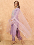 varanga Women Shimmer Kurta Set With Elegant Zari Embroidery, Paired With A Sequin-Detailed Net Dupatta.