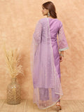 varanga Women Shimmer Kurta Set With Elegant Zari Embroidery, Paired With A Sequin-Detailed Net Dupatta.