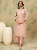 varanga Women Kurta Features A Straight Fit, Shimmering Fabric, And An Intricately Zari- Lace Yoke,Paired With Solid Divider And A Shiny Lurex Line Dupatta .