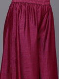 Varanga Women Fuchsia Lace Embellished Sleeveless Straight Kurta Paired With Tonal Plazzo And Dupatta