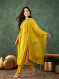 Varanga A Gracefully Beaded Yoke Kurta Paired With Solid Trousers And A Matching Dupatta