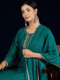 Varanga Purple 3-Piece Set With A Beadwork Yoke Kurta, Solid Trousers And Dupatta