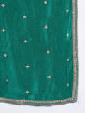 Varanga  Teal Kurta Set Featuring Beadwork Detailing, Embroidered Hem Trousers, And A Hand-Embroidered Dupatta For A Timeless Ethnic Look.