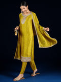 Varanga  Kurta Set Featuring Beadwork Detailing, Embroidered Hem Trousers, And A Hand-Embroidered Dupatta For A Timeless Ethnic Look.