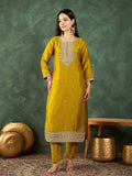 Varanga Kurta With Intricate Zari-Embroidered Yoke Is Paired With Ankle-Length Solid Trousers And A Matching Zari-Accented Dupatta