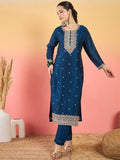 Varanga Kurta With Intricate Zari-Embroidered Yoke Is Paired With Ankle-Length Solid Trousers And A Matching Zari-Accented Dupatta