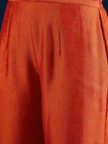 Varanga Graceful Rust 3-Piece Set Featuring A Zari-Embroidered Kurta, Solid Ankle-Length Trousers, And An Elegant Embroidered Dupatta.