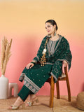 Varanga Vichitra Bead-Embellished Round Neck Kurta, Solid Ankle-Length Trousers, And An Elegant Embroidered Dupatta