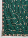 Varanga Vichitra Bead-Embellished Round Neck Kurta, Solid Ankle-Length Trousers, And An Elegant Embroidered Dupatta