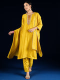 Varanga Vichitra Bead-Embellished Round Neck Kurta, Solid Ankle-Length Trousers, And An Elegant Embroidered Dupatta
