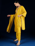 Varanga Vichitra Bead-Embellished Round Neck Kurta, Solid Ankle-Length Trousers, And An Elegant Embroidered Dupatta
