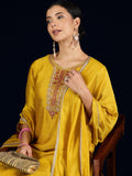 Varanga Vichitra Bead-Embellished Round Neck Kurta, Solid Ankle-Length Trousers, And An Elegant Embroidered Dupatta