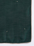 Varanga Vichitra Bead-Embellished V-Neck Kurta, Solid Ankle-Length Trousers, And An Elegant Embroidered Dupatta