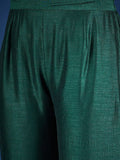 Varanga Vichitra Bead-Embellished V-Neck Kurta, Solid Ankle-Length Trousers, And An Elegant Embroidered Dupatta
