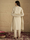 Varanga Women Graceful Beige Kurta Set Featuring Gota Patti Detailing, Paired With Solid Trousers And Dupatta